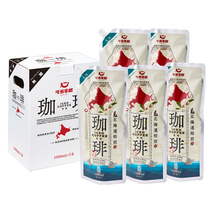 可否茶館 アイスコーヒー パウチタイプ 無糖（1,000ml&times;5本）　KC-01 詳細画像 NO COLOR 1